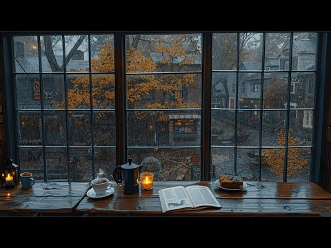 Soft Jazz Relaxing Music 🍁☕️ Cozy Autumn Coffee Shop Ambience with Rain Sounds to Work, Focus, Study