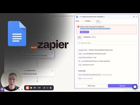 Zapier / GDocs error "This file is too large to be exported."