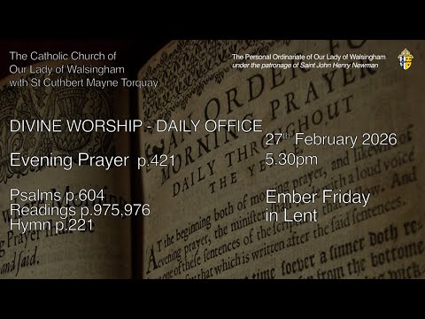 Evening Prayer (Evensong) from OLW Torquay Ember Friday in Lent