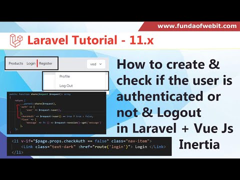How to create & check if the user is authenticated or not & Logout in Laravel 11 + Vue Js + Inertia
