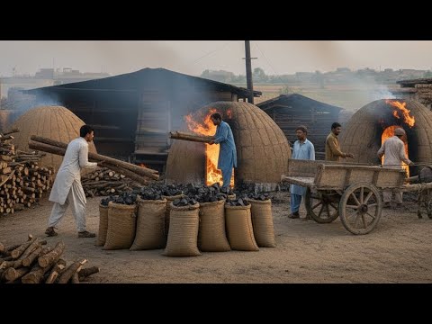 Amazing process of making CHARCOAL from woods by using old techniques 