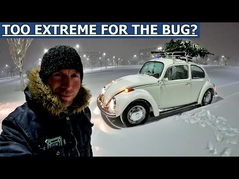 1970 VOLKSWAGON BEETLE VS -21Fahrenheit Snow Storm Night Drive (POV)