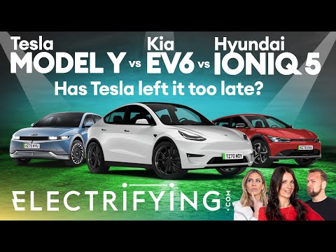 Tesla Model Y vs Hyundai Ioniq 5 vs Kia EV6 – Mega electric crossover shootout / Electrifying