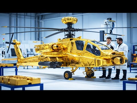 5-Axis CNC Machining: Carving the Solid Gold Boeing AH-64 Apache with Diamond Tools