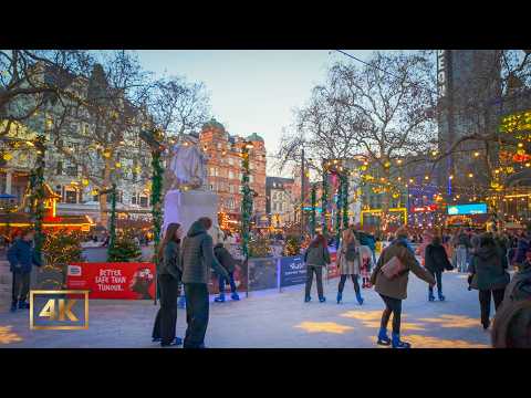 [4K] Magical London Christmas Walk 🎄🎅 | Leicester Square | Covent Garden | Tottenham Court Road