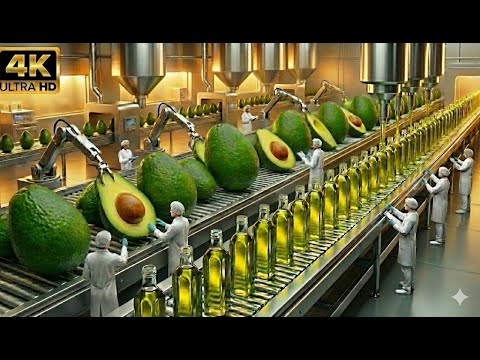 100% PURE Avocado Oil Factory: From Orchard Harvest to Golden Green Bottles ( Full Process - ASMR )