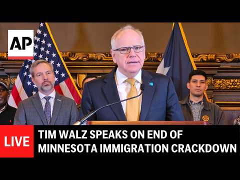 LIVE: Tim Walz speaks after federal authorities end Minnesota immigration crackdown