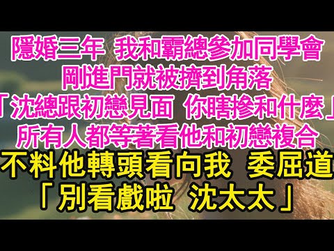 隱婚三年 我和霸總參加同學會，剛進門就被擠到角落，「沈總跟初戀見面 你瞎摻和什麼」所有人都等著看他和初戀複合，不料他轉頭看向我 委屈道，「別看戲啦 沈太太」【琉璃】【甜寵】【霸總】