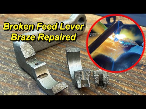 Broken Lathe Feed Change Lever Braze Repaired