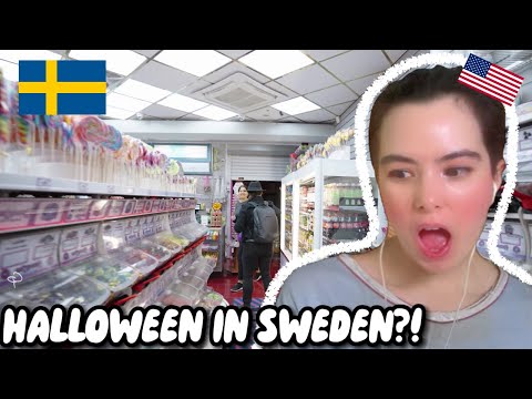 American Girl Reacts to Buying Swedish Candy in Stockholm for Halloween!