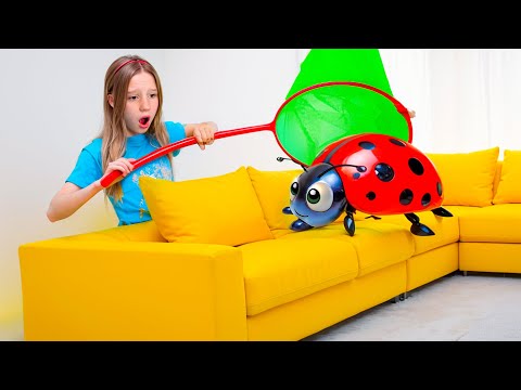 Nastya and friends bugs and flies catching challenge