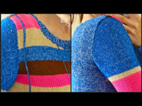 Имитация втачного рукава спицами. Принцип вязания.