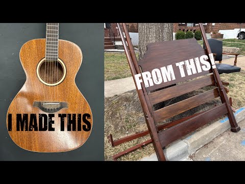 I found this on the side of the road and I made it into a GUITAR! #furnitureflip 
