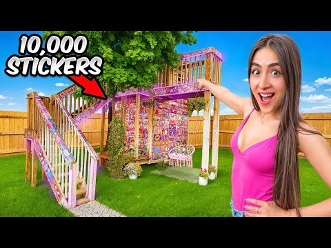 I COVERED My Treehouse in THOUSANDS of GIANT Stickers!!