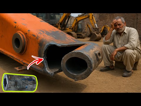 When Excavator Boom Breaks Skill Speaks Broken Boom Restored Like New!