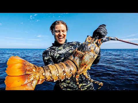 Giant LOBSTER Catch n Cook on the Campfire