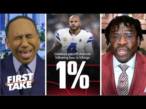 FIRST TAKE | Cowboys are DONE! - Stephen A. trolls Michael Irvin after Cowboys loss to Vikings 34-26