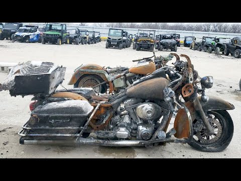 FULL RESTORATION BURNED HARLEY DAVIDSON: From Wreck to New Motorcycle!