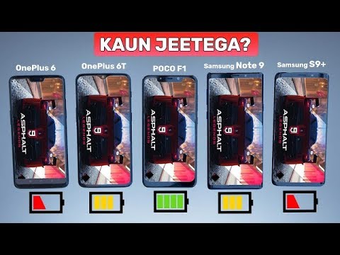OnePlus 6T vs Poco F1 vs OnePlus 6 vs Samsung Note 9 vs S9 Plus Battery Drain Test + Benchmarks