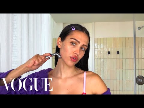 Model Amelia Gray's 12-Step Skin Care Routine and Double Blush Makeup Look | Beauty Secrets | Vogue