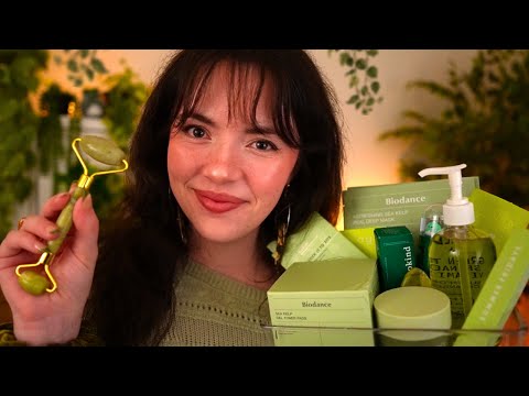 ASMR The Green Spa 🌿 Pampering You with Green Skincare (layered sounds)