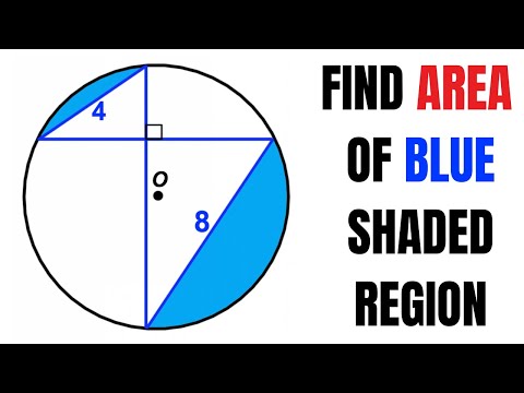 Find area of blue shaded region in a circle | Chord lengths are 4 and 8 | Important skills explained