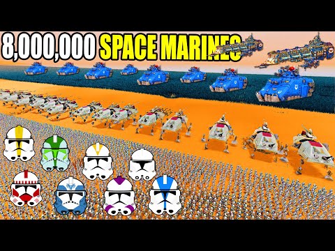 Can All CLONE LEGIONS Hold BEACH vs 8,000,000 SPACE MARINE ARMY?! - UEBS 2: Warhammer 40k Mod