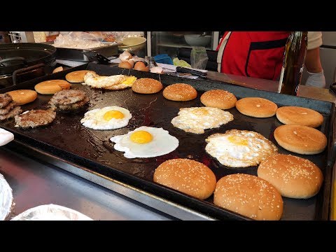 korean fried egg cheese burger 3,500KRW / korean street food