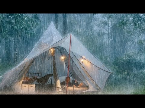 AMAZING‼️VERY HEAVY RAIN WITH THUNDERSTORM⛈️SOLO CAMPING IN HEAVY RAIN WITH THUNDERSTORM 