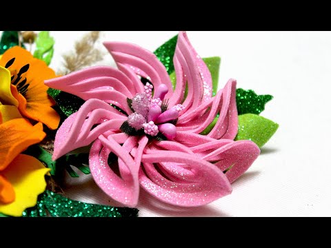 DIY Easy Flower Making - Hand Embroidery Amazing Trick - Amazing Flower Craft Ideas with Foam
