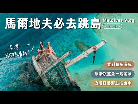 【馬爾地夫Vlog】超扯！跟海豚、鯊魚一起游泳、尋找海上沉船、浪漫夕陽拖曳傘 |  馬爾地夫必Vlog EP2