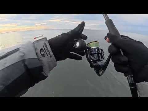 Sea bass fishing in Montenegro from the shore.