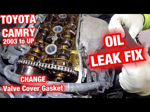 How to replace Valve cover gasket on Toyota Camry 2003 and up FIX valve cover oil leak