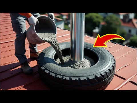 Not everyone knows this secret! Pour Cement into tires Every house needs this and no one does it!