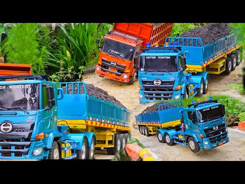 AKSI KE 79 ‼️ Pengiriman Material Bangunan Rc Truk Trailer vs Tronton Angkut Pasir Selip di Tanjakan
