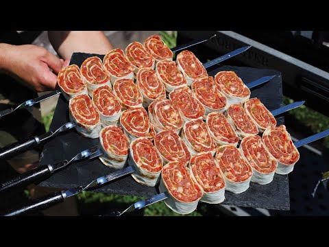 ПРОБУЮ НОВЫЙ ШАШЛЫК 2024. МЯСО С ОВОЩАМИ В ЛАВАШЕ НА МАНГАЛЕ.