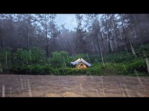 ⛈️AMAZING CAMPING IN HEAVY RAIN FLOOD AND THUNDERSTORM🎧Perfect Relaxation in the Heart of Nature