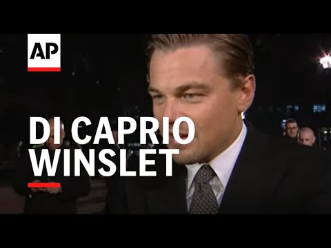 Kate Winslet and Leonardo Di Caprio on red carpet for film premiere