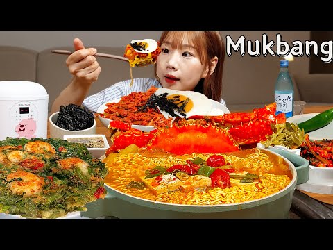 🍱오리불고기덮밥,꽃게탕라면,미나리새우전🥩 한식꿀조합 메뉴와 소주 먹방 😋 한식 요리 BIBIMBAP KOREANFOOD MUKBANG ASMR EATINGSHOW REALSOUND
