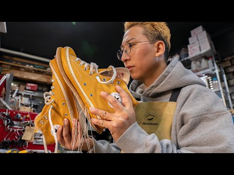 Process of Customizing Converse into a Luxury Leather Sneakers. Korean Custom Artisan