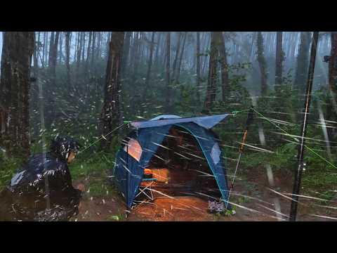 ☔CAMPING IN LONG HEAVY RAIN AND THUNDER ⛈️LONG HEAVY RAIN CAMPING