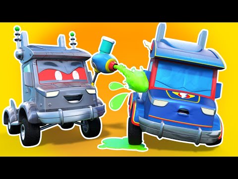 怪物卡车的邪恶双胞胎回来了 ！汽车城之超级卡尔 🚚 儿童卡通动画 - 超级变形卡车