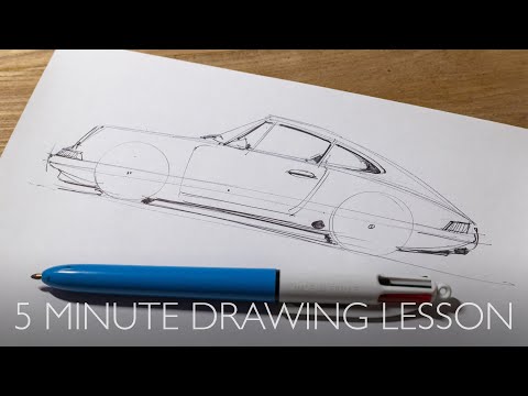 5 minute Drawing Lesson - How to draw a Porsche 911