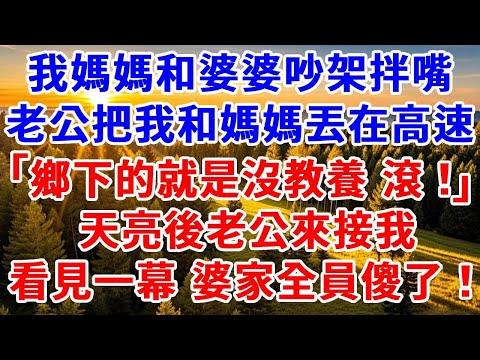 我媽媽和婆婆吵架拌嘴，老公暴雨天把我和媽媽丟在高速，婆婆囂張：再敢頂嘴，讓妳們天天睡大街！天亮後老公來接我，誰料看見一幕，婆家全員傻了！#思妤說故事#為人處世#生活經驗#情感故事#晚年哲理#原創故事
