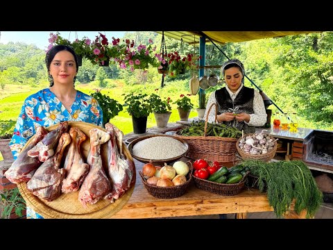 Lamb muscle recipe with rice and vegetables