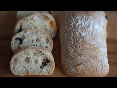 No knead olive ciabatta. Poolish ciabatta, low temperature