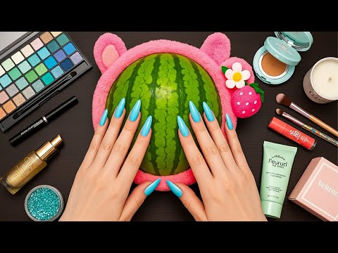 ASMR Makeup on Watermelon 💆‍♀️🌸Oddly Satisfying & Relaxing for Sleep