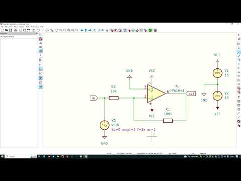 ngspice in KiCad 8: amplifier using the TI OPA1641 audio opamp