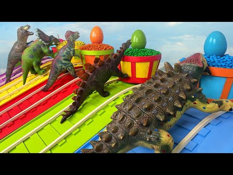 Aprende Animales y Dietas de Dinosaurios con T-rex, Triceratops | Para Niños