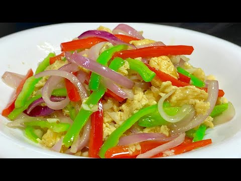 Scrambled eggs with onions, teach you the rustic home-style method, rich egg flavor, fresh and delic